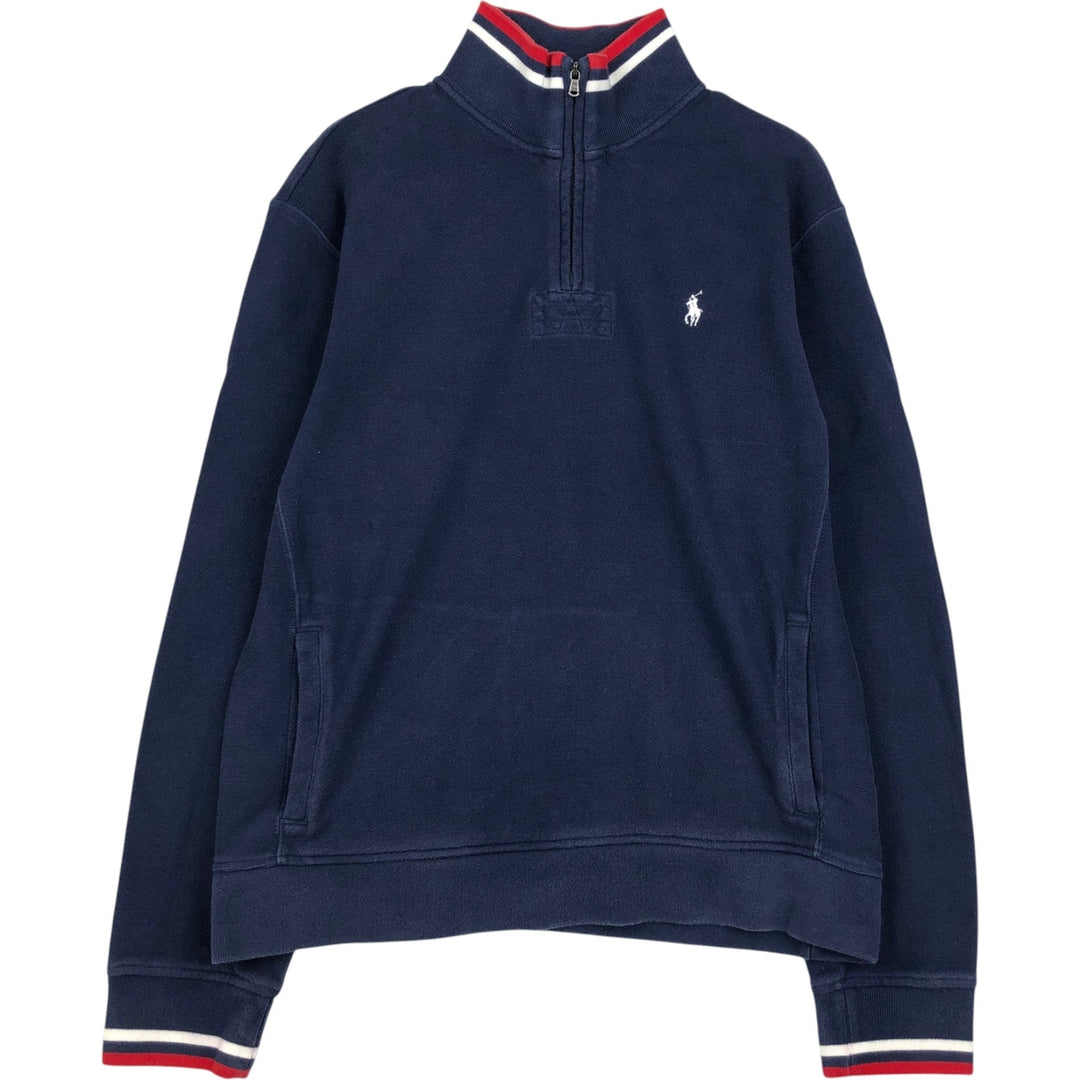 Ralph Lauren POLO by Ralph Lauren Half-Zip Sweatshirt, Men's Size L cotton navy blue type Vintage Second Hand