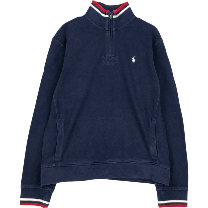 Ralph Lauren POLO by Ralph Lauren Half-Zip Sweatshirt, Men's Size L cotton navy blue type Vintage Second Hand