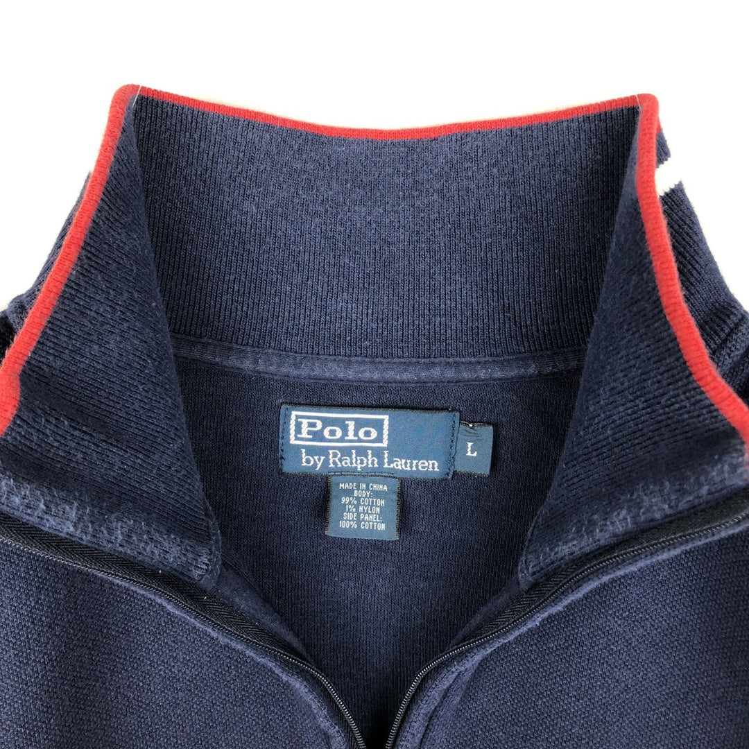 Ralph Lauren POLO by Ralph Lauren Half-Zip Sweatshirt, Men's Size L cotton navy blue type Vintage Second Hand