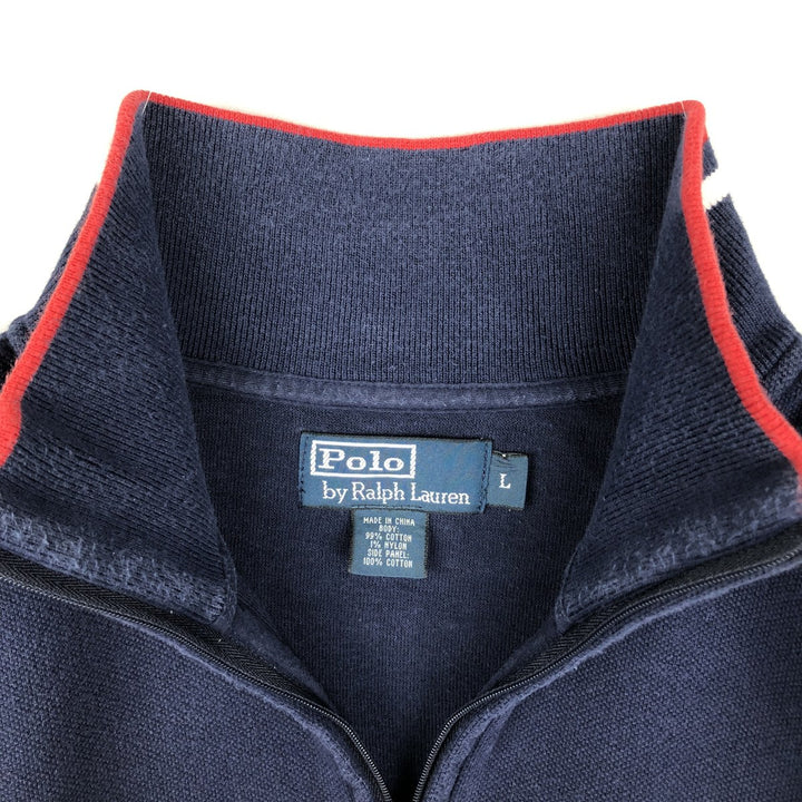 Ralph Lauren POLO by Ralph Lauren Half-Zip Sweatshirt, Men's Size L cotton navy blue type Vintage Second Hand