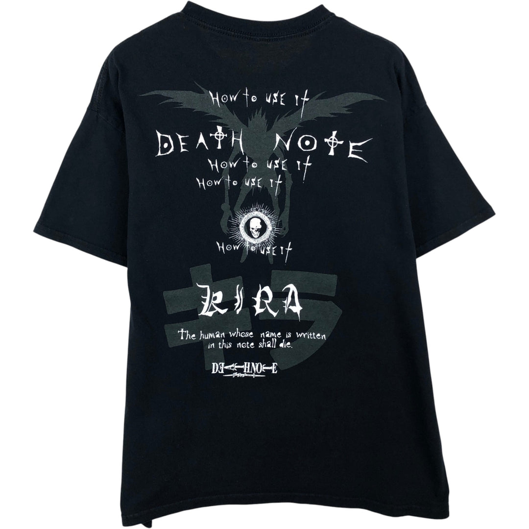 DEATH NOTE Anime Character Print T-Shirt Men's Size L cotton black type Vintage Second Hand