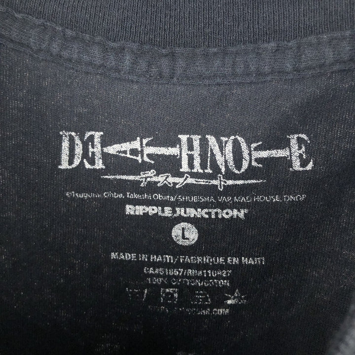 DEATH NOTE Anime Character Print T-Shirt Men's Size L cotton black type Vintage Second Hand