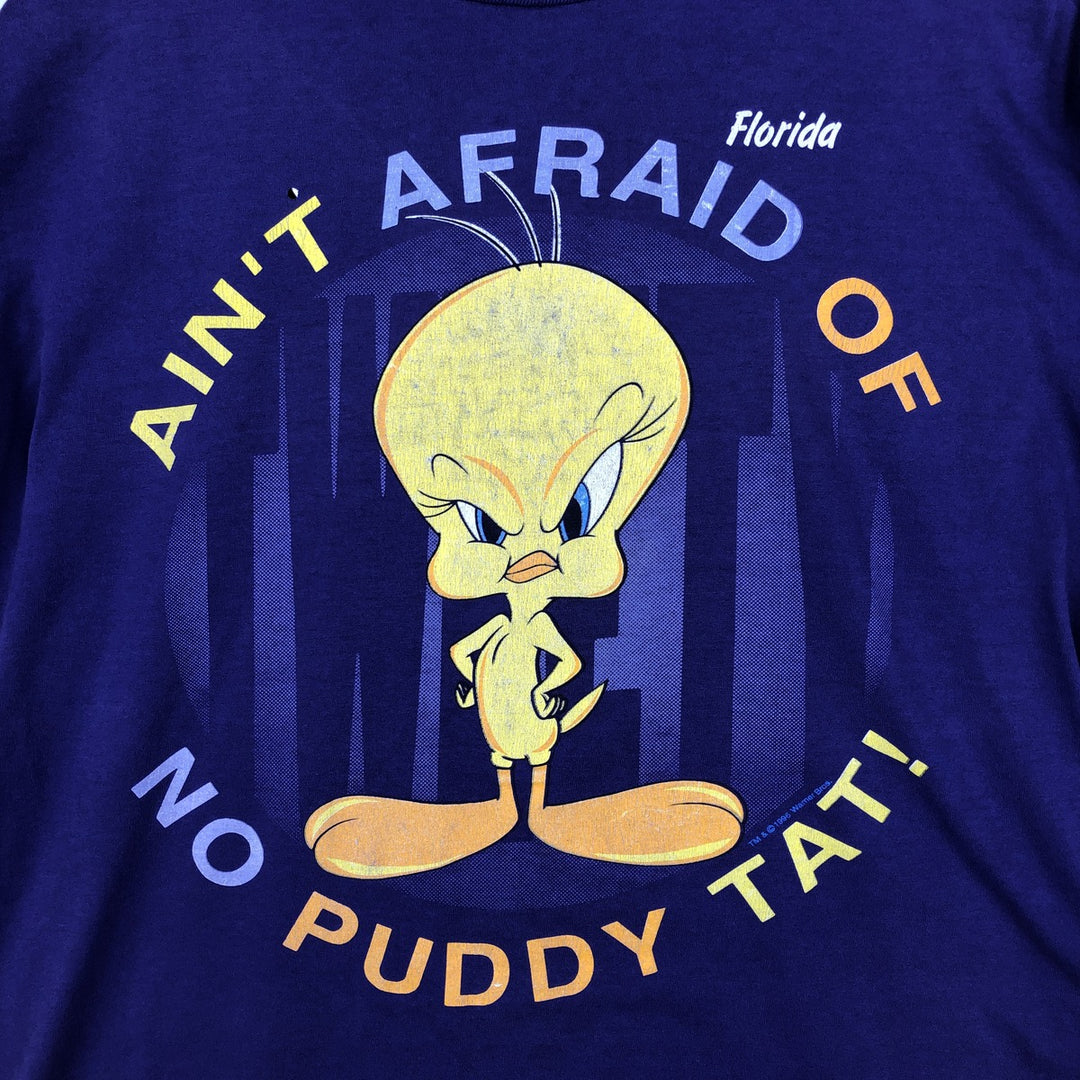 SHERRY'S LOONEY TUNES Tweety Character Print T-Shirt, Made in USA, Men's XL (approx.) polyester purple type Vintage Second Hand