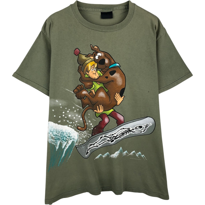 90'S Scooby-Doo anime character print T-shirt, made in USA, men's size L equivalent, vintage. cotton Khaki type Vintage Second Hand