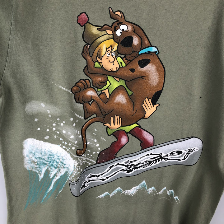 90'S Scooby-Doo anime character print T-shirt, made in USA, men's size L equivalent, vintage. cotton Khaki type Vintage Second Hand