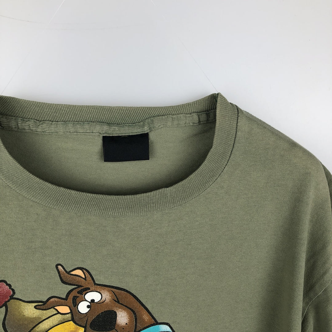 90'S Scooby-Doo anime character print T-shirt, made in USA, men's size L equivalent, vintage. cotton Khaki type Vintage Second Hand