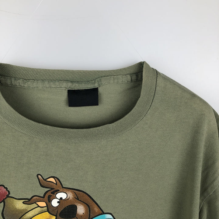 90'S Scooby-Doo anime character print T-shirt, made in USA, men's size L equivalent, vintage. cotton Khaki type Vintage Second Hand