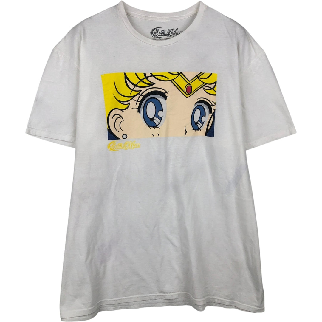 SAILOR MOON Usagi Tsukino Anime Character Print T-Shirt (Men's XL equivalent) cotton white type Vintage Second Hand