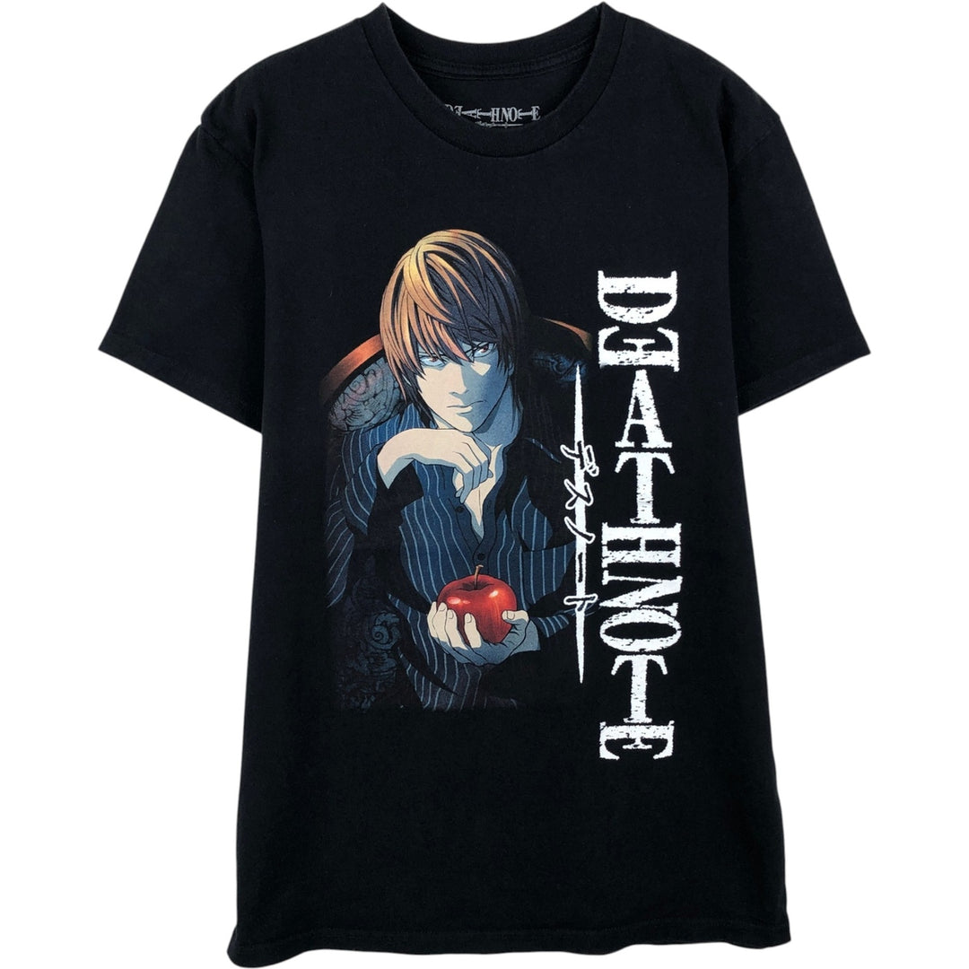DEATH NOTE Light Yagami Anime Character Print T-Shirt (Men's Size M) cotton black type Vintage Second Hand