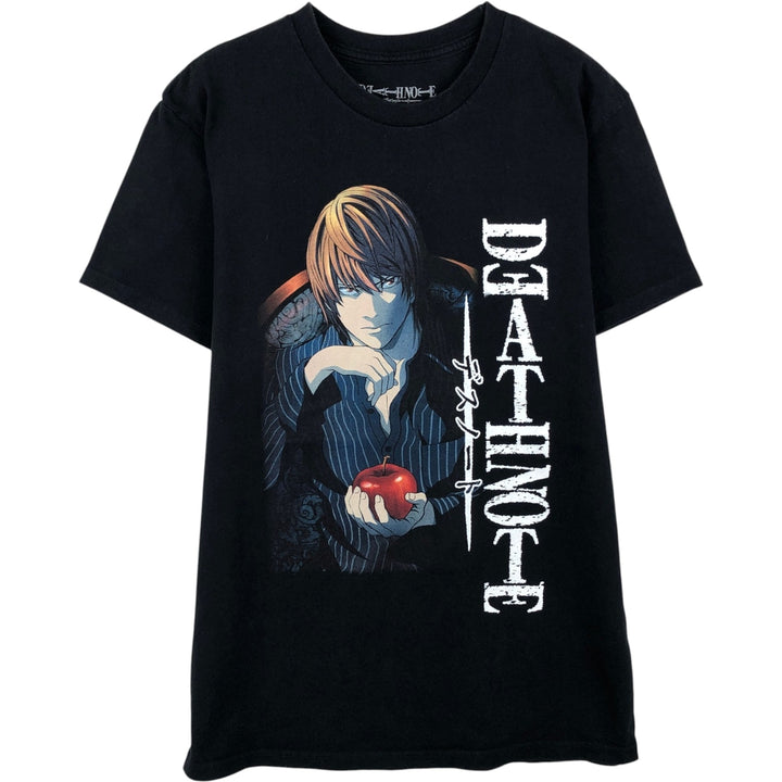DEATH NOTE Light Yagami Anime Character Print T-Shirt (Men's Size M) cotton black type Vintage Second Hand