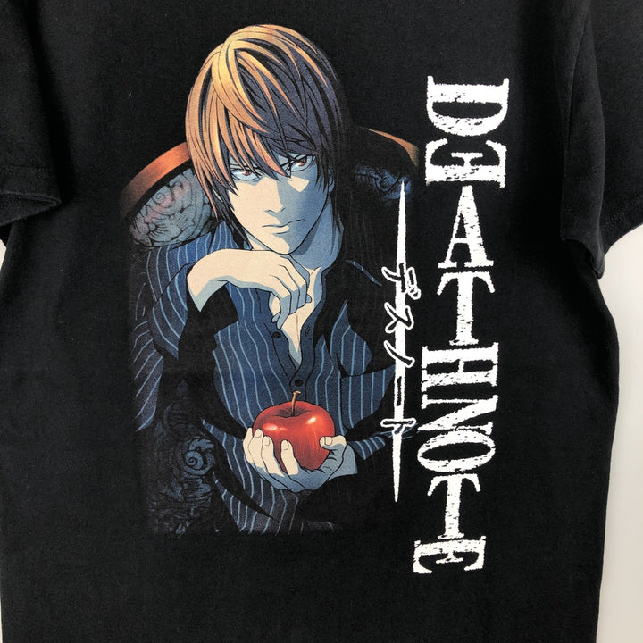 DEATH NOTE Light Yagami Anime Character Print T-Shirt (Men's Size M) cotton black type Vintage Second Hand
