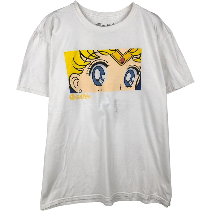 SAILOR MOON Usagi Tsukino Anime Character Print T-Shirt (Men's XL equivalent) cotton white type Vintage Second Hand