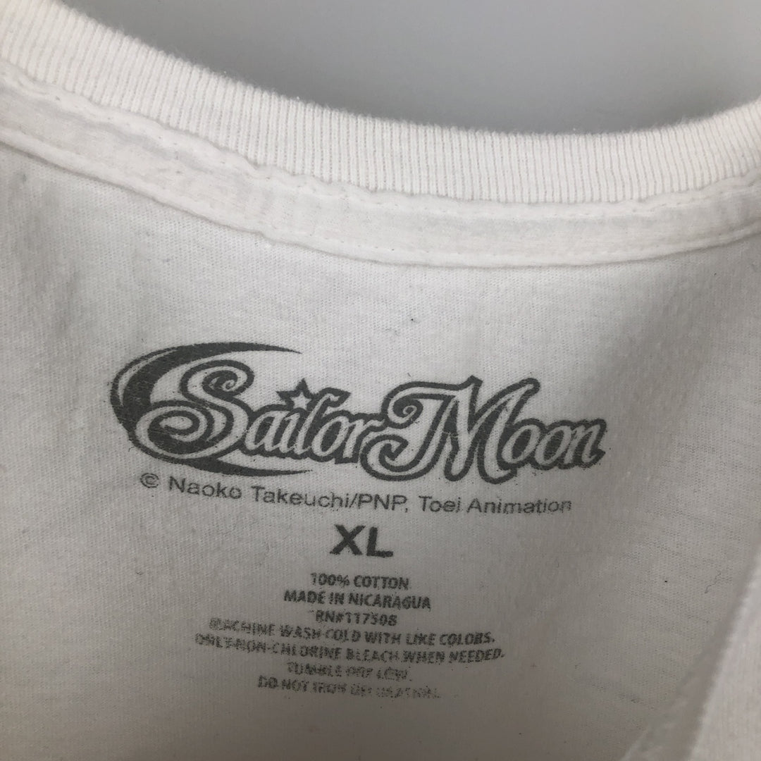 SAILOR MOON Usagi Tsukino Anime Character Print T-Shirt (Men's XL equivalent) cotton white type Vintage Second Hand