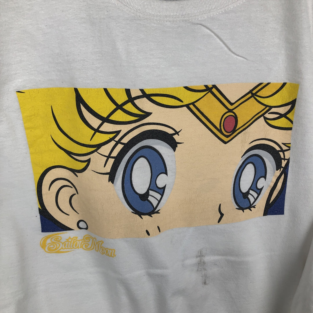 SAILOR MOON Usagi Tsukino Anime Character Print T-Shirt (Men's XL equivalent) cotton white type Vintage Second Hand
