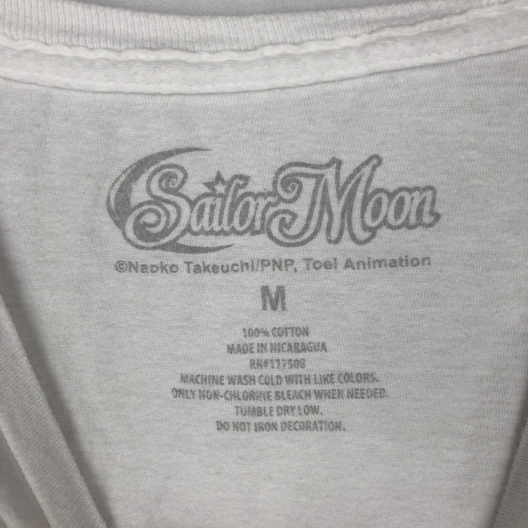 Sailor Moon anime character print T-shirt, men's size M (approx.) cotton white type Vintage Second Hand
