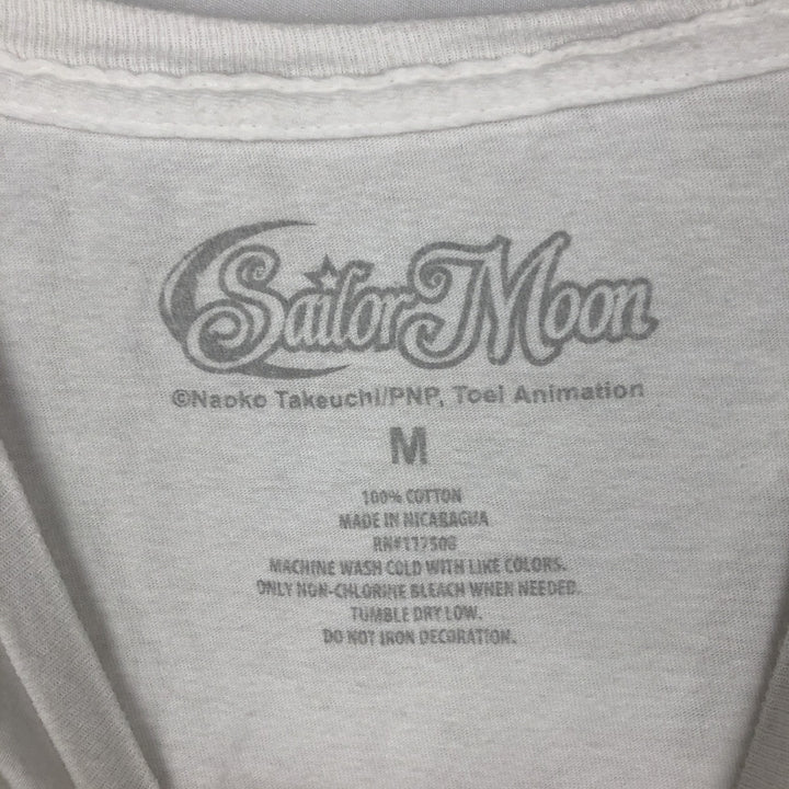 Sailor Moon anime character print T-shirt, men's size M (approx.) cotton white type Vintage Second Hand