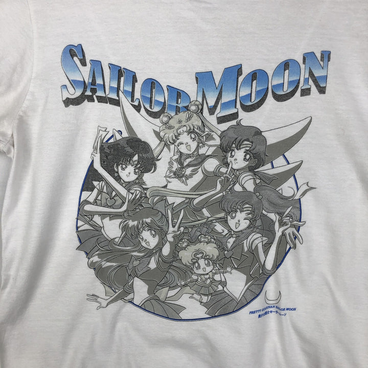 Sailor Moon anime character print T-shirt, men's size M (approx.) cotton white type Vintage Second Hand