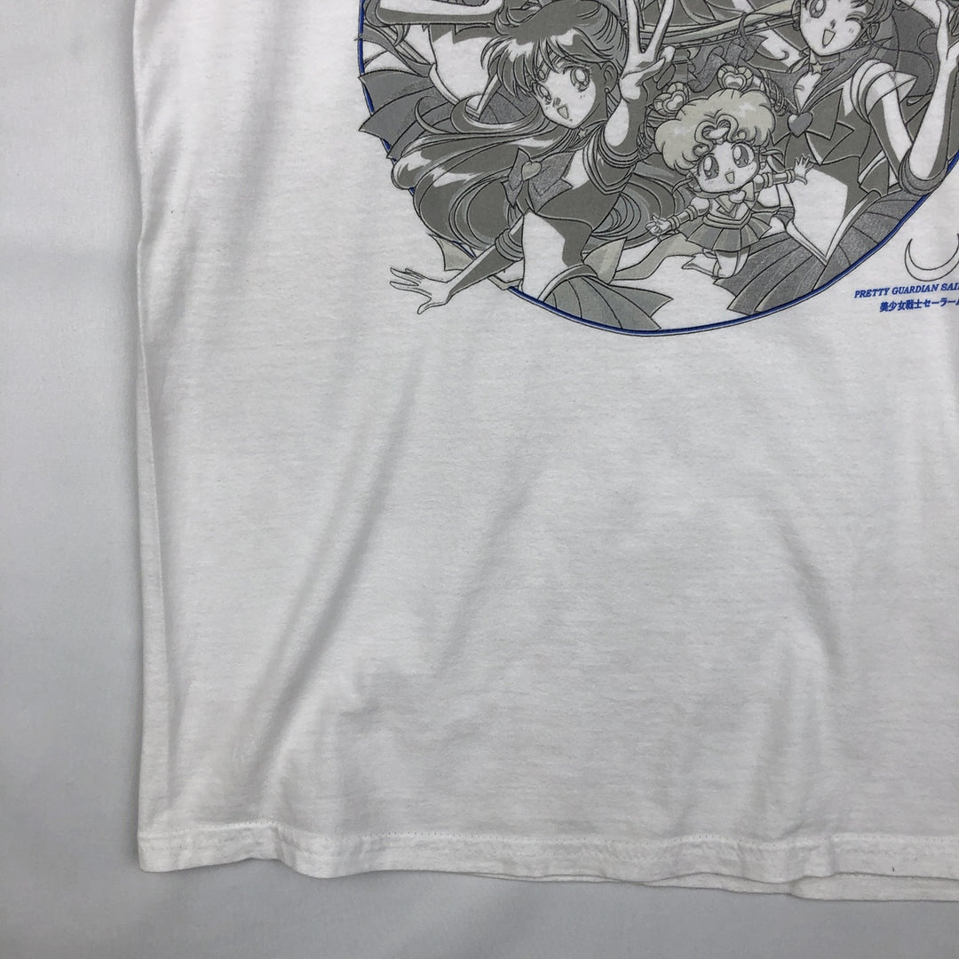 Sailor Moon anime character print T-shirt, men's size M (approx.) cotton white type Vintage Second Hand