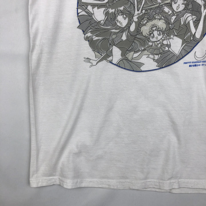 Sailor Moon anime character print T-shirt, men's size M (approx.) cotton white type Vintage Second Hand