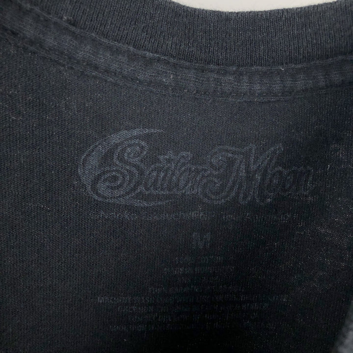 SAILOR MOON Pretty Guardian Sailor Moon Anime Character Print T-shirt Men's M size cotton black type Vintage Second Hand