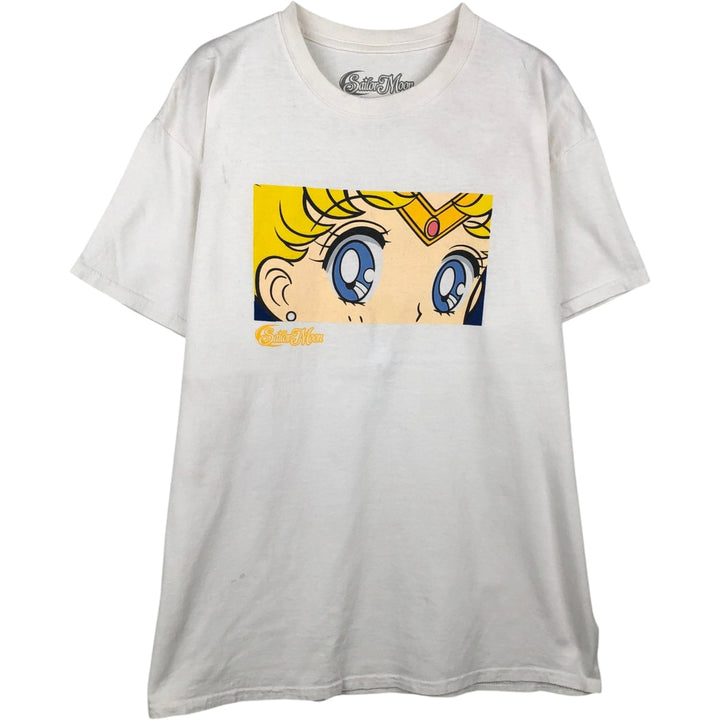 SAILOR MOON Usagi Tsukino Anime Character Print T-Shirt (Men's Size L) cotton white type Vintage Second Hand