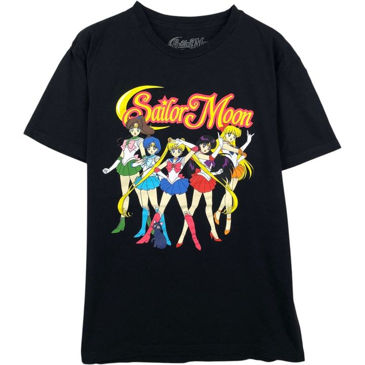 SAILOR MOON anime character print T-shirt, men's size M. cotton black type Vintage Second Hand