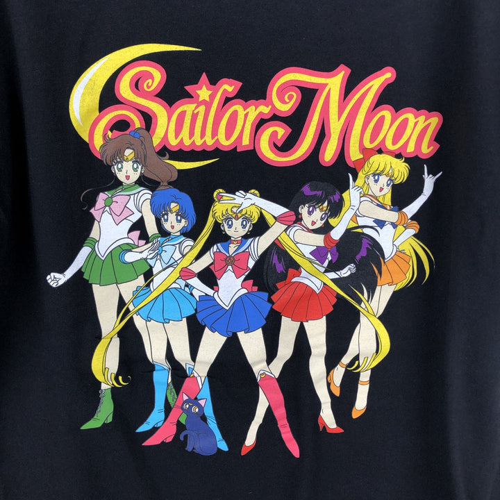 SAILOR MOON anime character print T-shirt, men's size M. cotton black type Vintage Second Hand