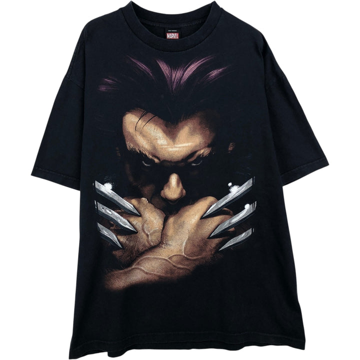 Marvel X-Men Wolverine Character Print T-Shirt (Men's Size XL) unclear black type Vintage Second Hand