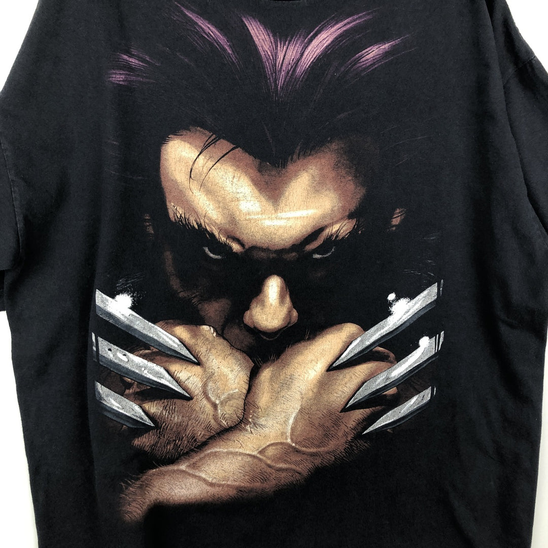 Marvel X-Men Wolverine Character Print T-Shirt (Men's Size XL) unclear black type Vintage Second Hand