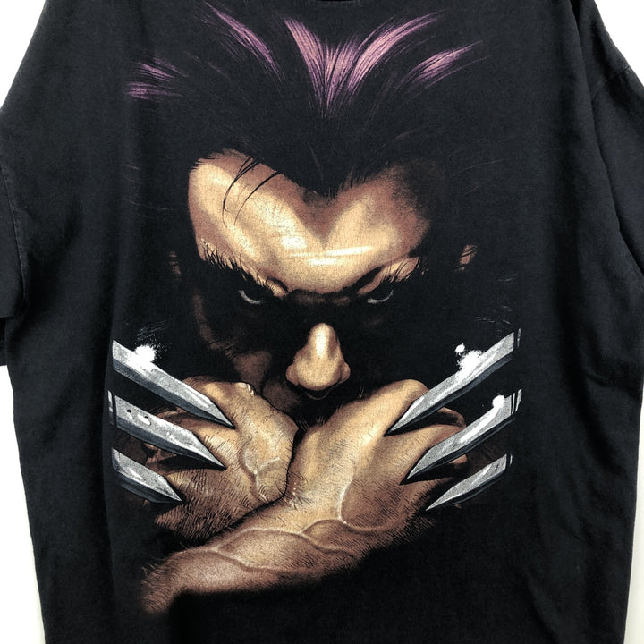 Marvel X-Men Wolverine Character Print T-Shirt (Men's Size XL) unclear black type Vintage Second Hand
