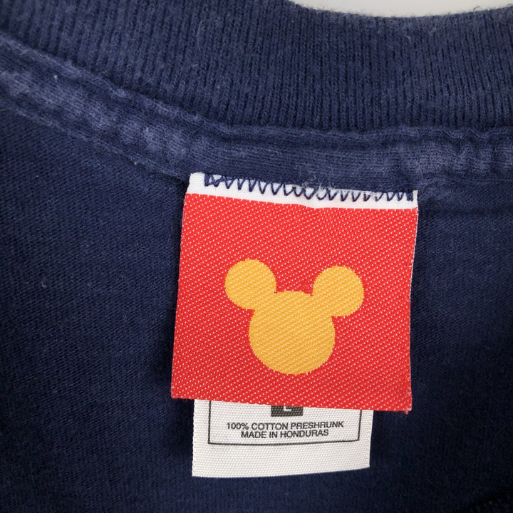 MICKEY MOUSE Mickey Mouse character print T-shirt, men's size L cotton navy blue type Vintage Second Hand