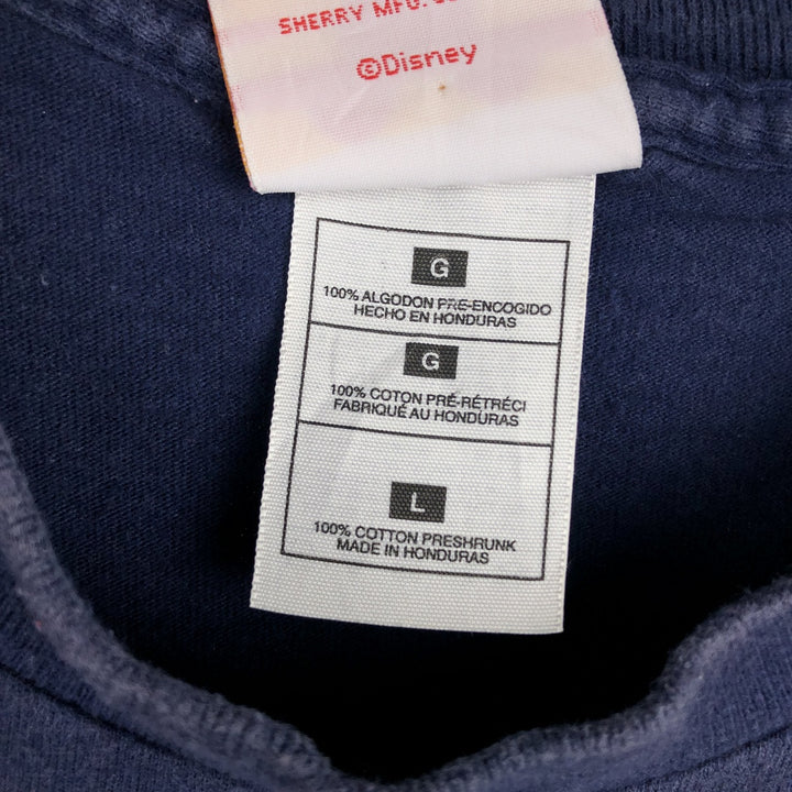 MICKEY MOUSE Mickey Mouse character print T-shirt, men's size L cotton navy blue type Vintage Second Hand