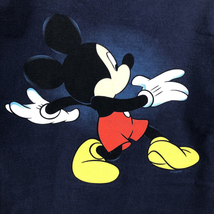 MICKEY MOUSE Mickey Mouse character print T-shirt, men's size L cotton navy blue type Vintage Second Hand