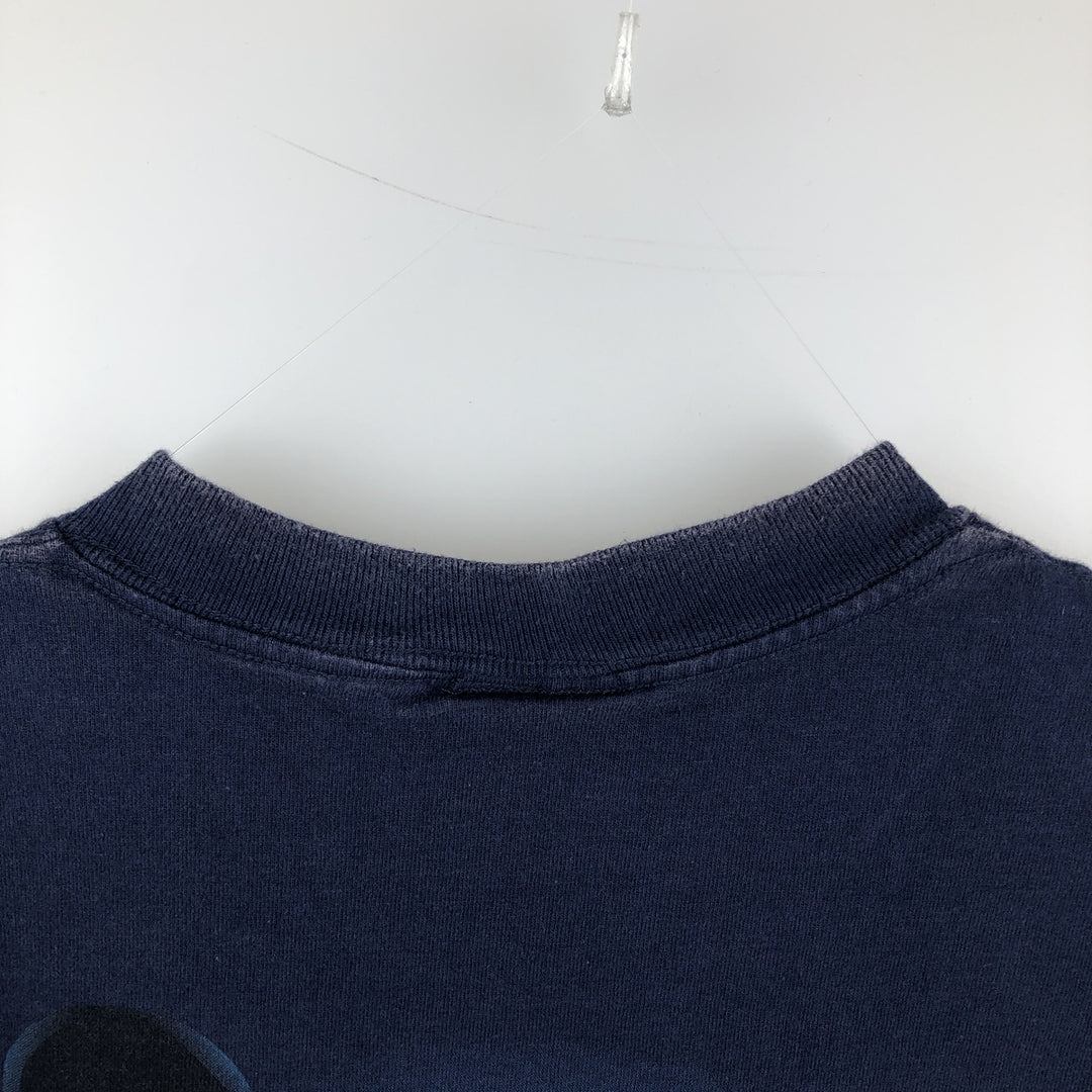 MICKEY MOUSE Mickey Mouse character print T-shirt, men's size L cotton navy blue type Vintage Second Hand