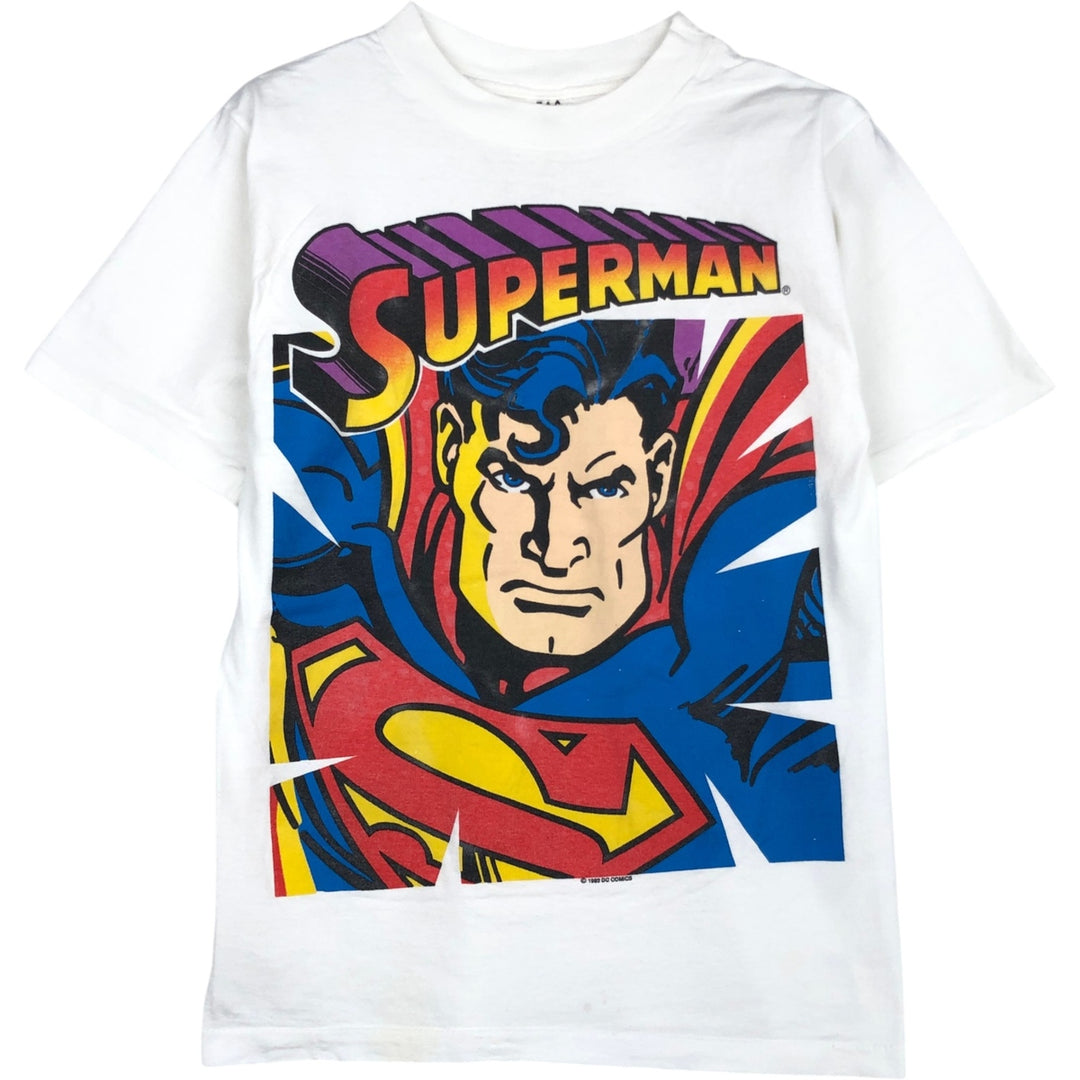 90'S TAG SUPERMAN Superman Character Print T-Shirt, Made in USA, Men's Size M (Equivalent), Vintage cotton white type Vintage Second Hand