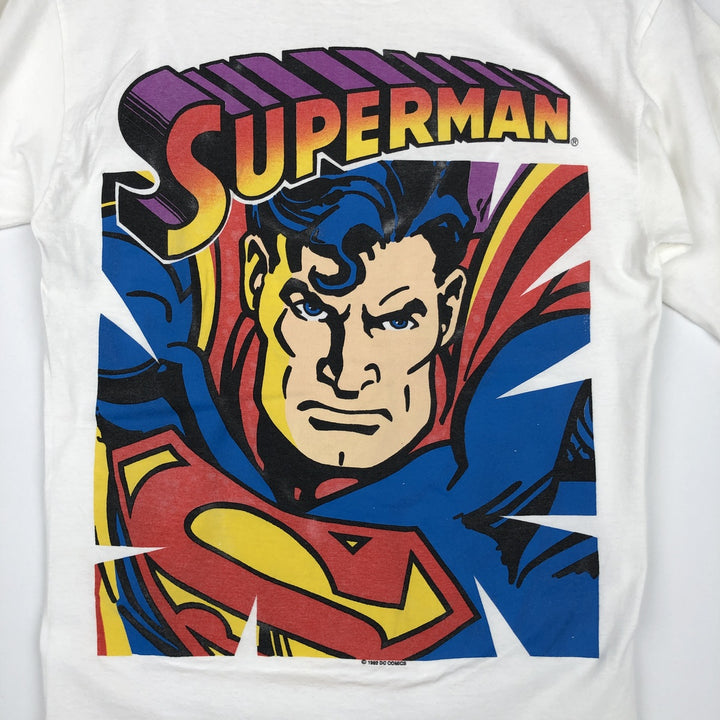 90'S TAG SUPERMAN Superman Character Print T-Shirt, Made in USA, Men's Size M (Equivalent), Vintage cotton white type Vintage Second Hand