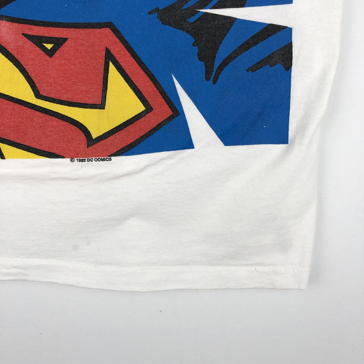90'S TAG SUPERMAN Superman Character Print T-Shirt, Made in USA, Men's Size M (Equivalent), Vintage cotton white type Vintage Second Hand