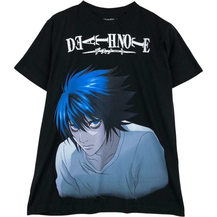 DEATH NOTE L Large Print Anime Character Print T-Shirt Men's Size L cotton black type Vintage Second Hand