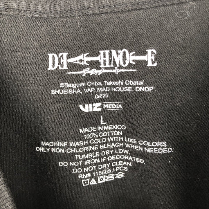 DEATH NOTE L Large Print Anime Character Print T-Shirt Men's Size L cotton black type Vintage Second Hand