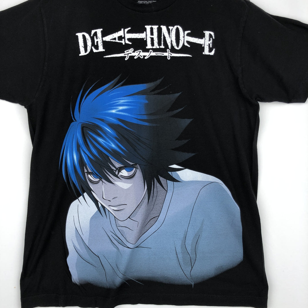 DEATH NOTE L Large Print Anime Character Print T-Shirt Men's Size L cotton black type Vintage Second Hand