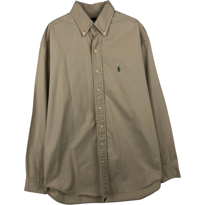 Ralph Lauren long sleeve button down shirt, men's size L cotton Beige type Vintage Second Hand