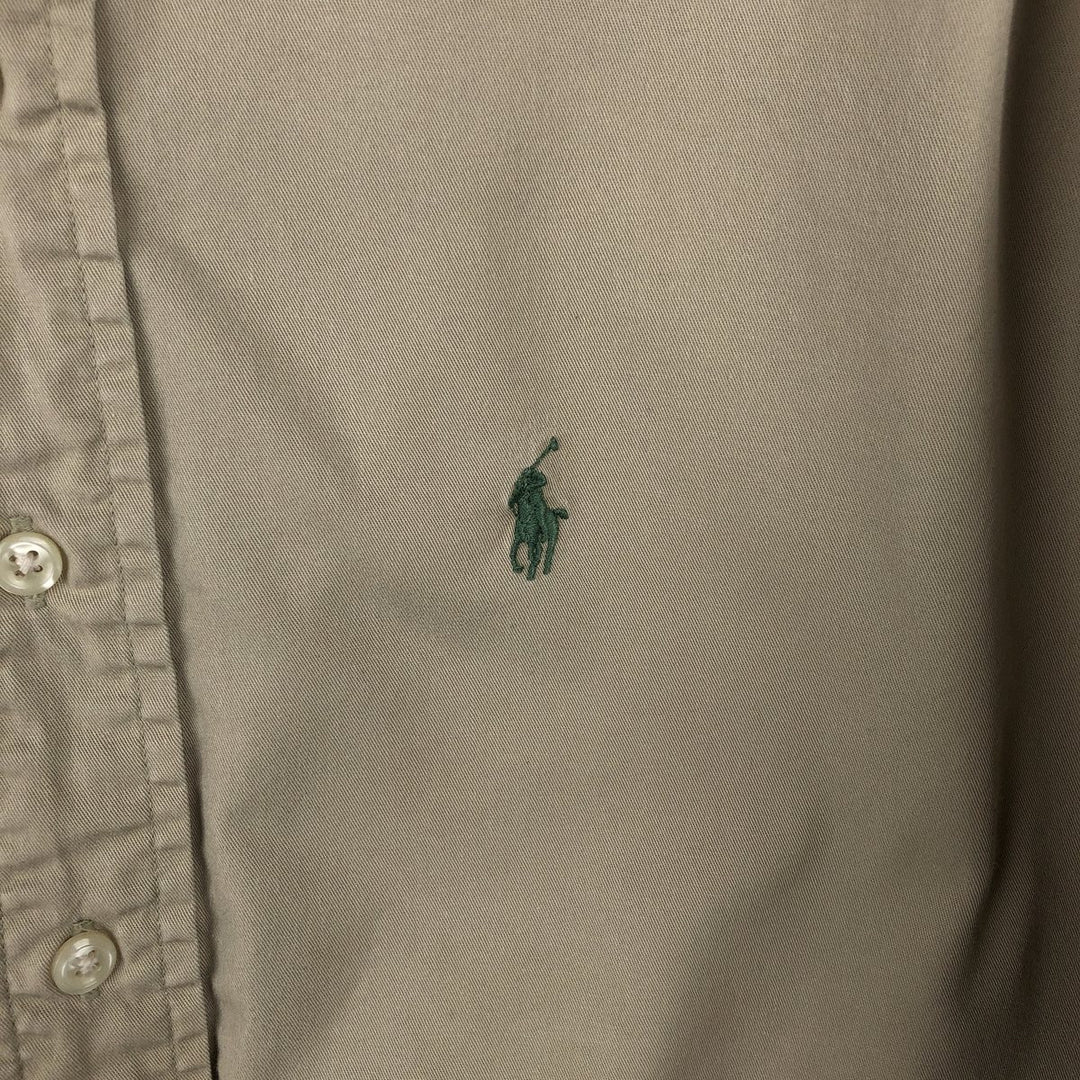 Ralph Lauren long sleeve button down shirt, men's size L cotton Beige type Vintage Second Hand
