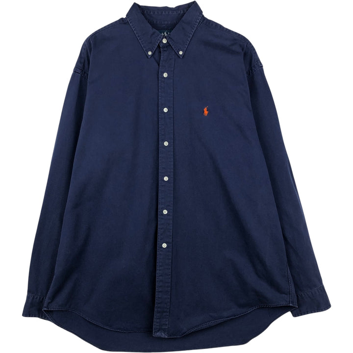 Ralph Lauren BLAKE long sleeve button down shirt, men's XL size cotton navy blue type Vintage Second Hand