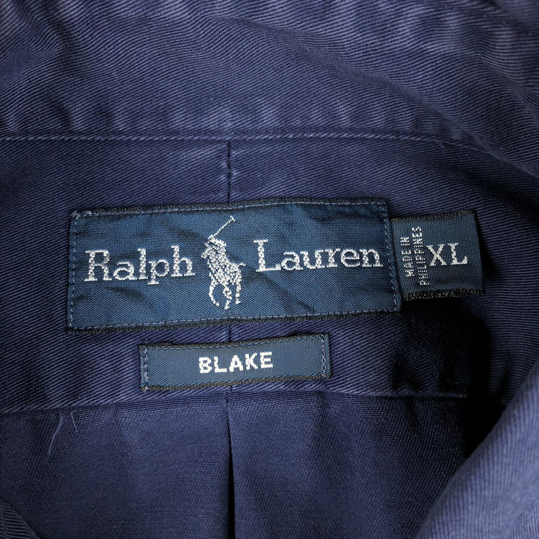 Ralph Lauren BLAKE long sleeve button down shirt, men's XL size cotton navy blue type Vintage Second Hand