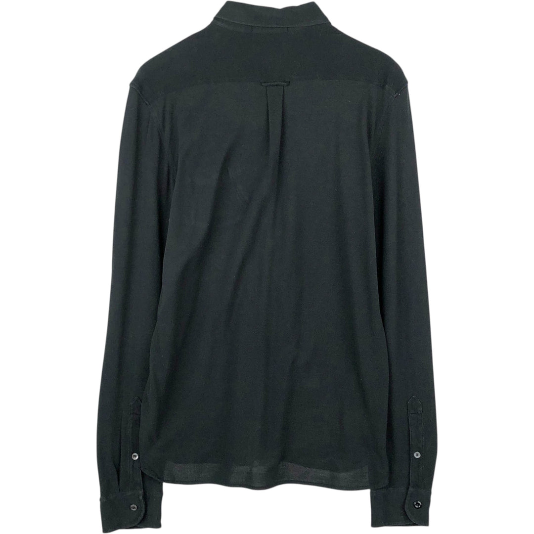 Ralph Lauren POLO by Ralph Lauren pique long-sleeved cotton shirt, men's size M (approx.) Pima Cotton black type Vintage Second Hand