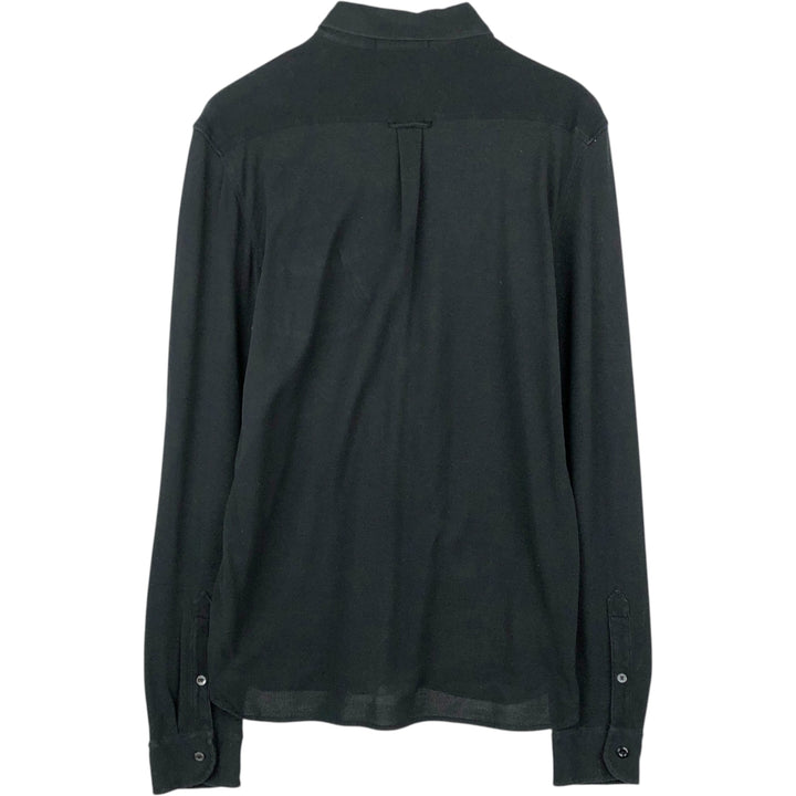Ralph Lauren POLO by Ralph Lauren pique long-sleeved cotton shirt, men's size M (approx.) Pima Cotton black type Vintage Second Hand