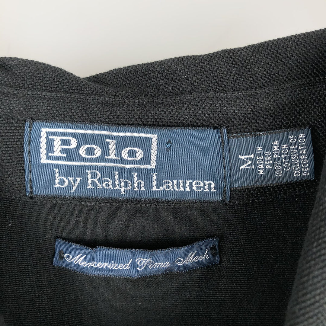 Ralph Lauren POLO by Ralph Lauren pique long-sleeved cotton shirt, men's size M (approx.) Pima Cotton black type Vintage Second Hand