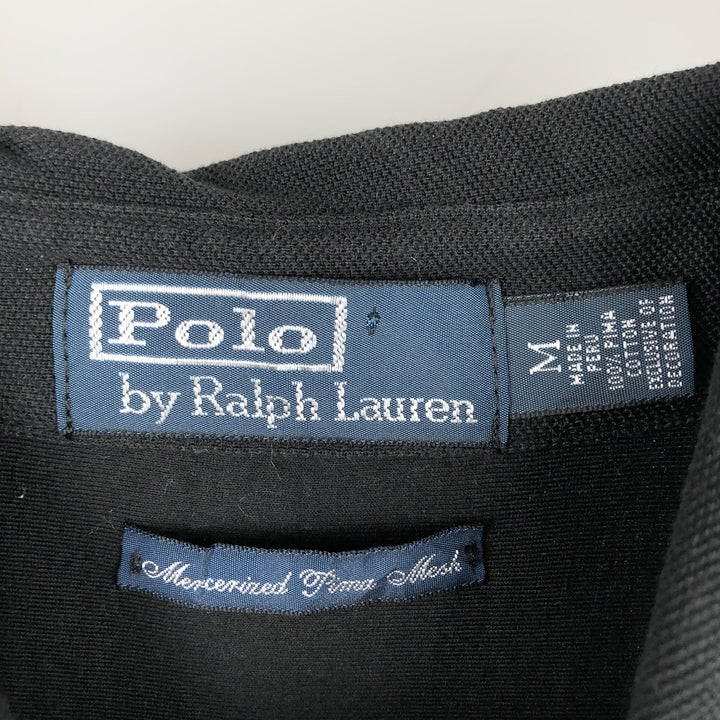 Ralph Lauren POLO by Ralph Lauren pique long-sleeved cotton shirt, men's size M (approx.) Pima Cotton black type Vintage Second Hand