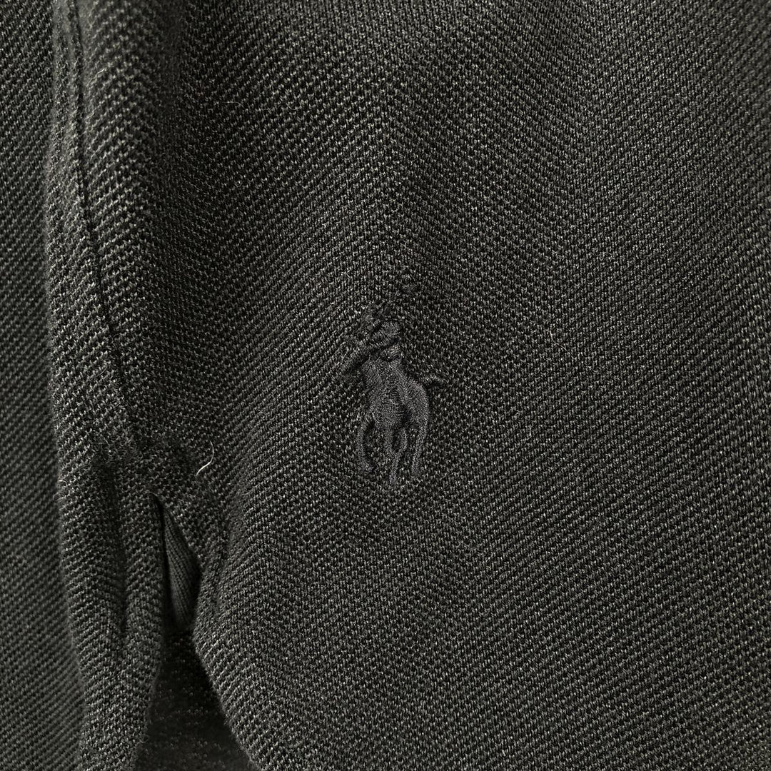 Ralph Lauren POLO by Ralph Lauren pique long-sleeved cotton shirt, men's size M (approx.) Pima Cotton black type Vintage Second Hand