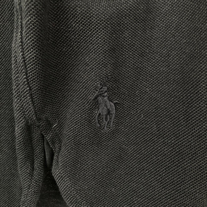 Ralph Lauren POLO by Ralph Lauren pique long-sleeved cotton shirt, men's size M (approx.) Pima Cotton black type Vintage Second Hand